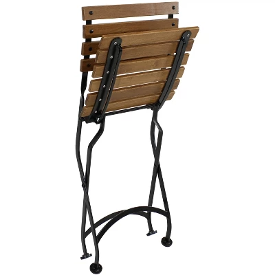 Sunnydaze Decor Sunnydaze Indoor/Outdoor Patio Or Dining Chestnut Wooden Folding Bistro Arm Chair - Brown - Image 6