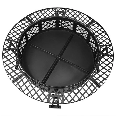 Sunnydaze Decor Sunnydaze Outdoor Camping Or Backyard Steel Diamond Weave Fire Pit Bowl With Spark Screen - 40" - Black