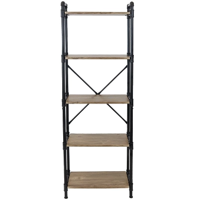 Sunnydaze Decor Sunnydaze 5 Shelf Industrial Style Pipe Frame Freestanding Bookshelf With Wood Veneer Shelves - Image 6