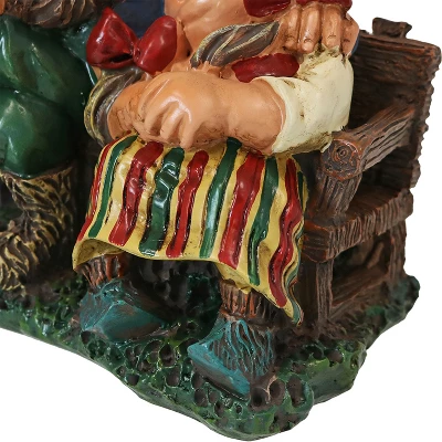 Sunnydaze Decor Sunnydaze Al And Anita On Bench Indoor/Outdoor Lightweight Resin Garden Gnome Couple Outdoor Lawn Statue - 8" H - Image 4