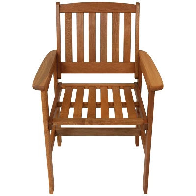 Sunnydaze Decor Sunnydaze Outdoor Meranti Wood With Teak Oil Finish Patio Table And Chairs Conversation Set - Brown - 3pc - Image 12