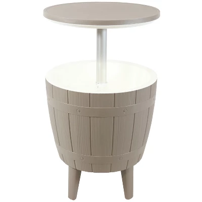 Sunnydaze Decor Sunnydaze Faux Wood Design Patio Bar Cooler Table With Height-Adjustable Tabletop - Driftwood - Image 5
