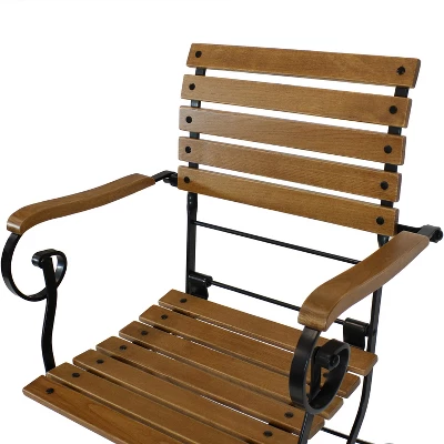 Sunnydaze Decor Sunnydaze Indoor/Outdoor Patio Or Dining Deluxe Chestnut Wooden Folding Bistro Arm Chair - Brown - Image 2