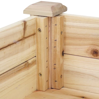 Sunnydaze Decor Sunnydaze Outdoor Wood Elevated Rectangular Standing Garden Planter Box For Flower, Herb And Vegetable Gardening - 24.5" W X 48.5" D X 27.5" H - Brown - Image 2