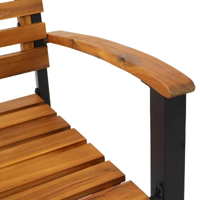 Sunnydaze Decor Sunnydaze 2pk Julian Acacia Wood And Steel Outdoor Patio Arm Chairs - Image 4