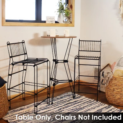 Sunnydaze Decor Sunnydaze Indoor Modern Furniture Steel Wire Bar Table With Faux Woodgrain Tabletop - Brown - Image 7