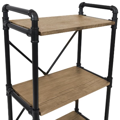 Sunnydaze Decor Sunnydaze 5 Shelf Industrial Style Pipe Frame Freestanding Bookshelf With Wood Veneer Shelves - Image 2