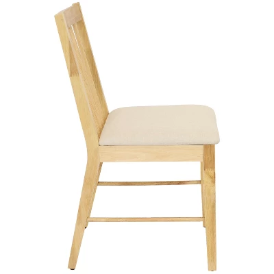 Sunnydaze Decor Sunnydaze Indoor 5-Piece Solid Rubberwood Dining Table And Chairs Set - Natural With Beige Cushions