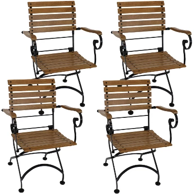 Sunnydaze Decor Sunnydaze Indoor/Outdoor Patio Or Dining Deluxe Chestnut Wooden Folding Bistro Arm Chair - Brown - Image 6