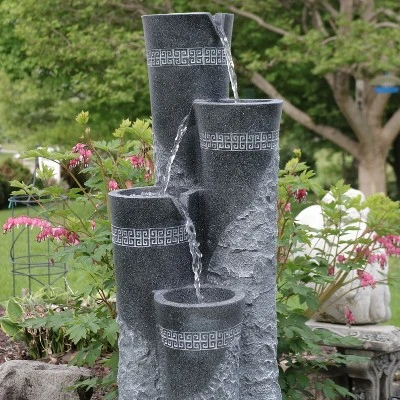 Sunnydaze Decor Sunnydaze 41"H Electric Polystone 4-Tier Staggered Pillars Outdoor Water Fountain With LED Lights - Image 5