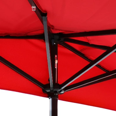 Sunnydaze Decor Sunnydaze Solar Outdoor Half Patio Umbrella With LED Lights And Crank - 9' - Image 3