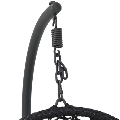 Sunnydaze Decor Sunnydaze Outdoor Resin Wicker Patio Cordelia Hanging Basket Egg Chair Swing With Cushion, Headrest, And Steel Stand Set- 3pc - Image 3