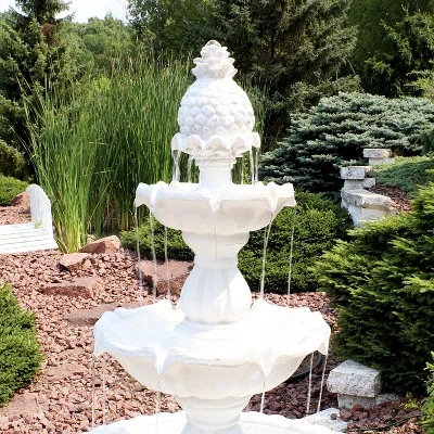 Sunnydaze Decor Sunnydaze 59"H Electric Fiberglass 3-Tier Welcome Pineapple Top Outdoor Water Fountain - Image 4