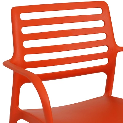 Sunnydaze Decor Sunnydaze Plastic All-Weather Commercial-Grade Astana Indoor/Outdoor Patio Dining Arm Chair, Orange, 2pk - Image 2