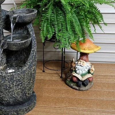 Sunnydaze Decor Sunnydaze Bernard The Bookworm Resin Indoor/Outdoor Garden Gnome With Mushroom And Solar Light - 16" H - Image 7