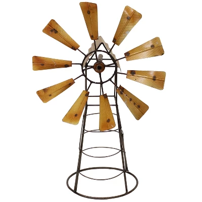 Sunnydaze Decor Sunnydaze Golden Metal Windmill Outdoor Garden Art Statue - 26 In. - Image 5