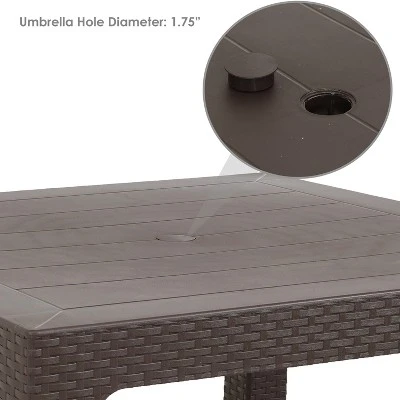 Sunnydaze Decor Sunnydaze Indoor/Outdoor Square Rattan Style Plastic Patio Dining Table - 31.5" - Brown - Image 3