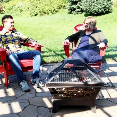 Sunnydaze Decor Sunnydaze Outdoor Camping Or Backyard Steel Northern Galaxy Fire Pit With Cooking Grill Grate, Spark Screen, And Log Poker - 32" - Image 8