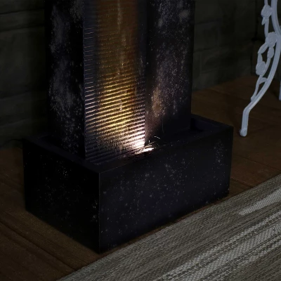 Sunnydaze Decor Sunnydaze 32"H Electric Metal Cascading Tower Outdoor Water Fountain With LED Lights - Image 2
