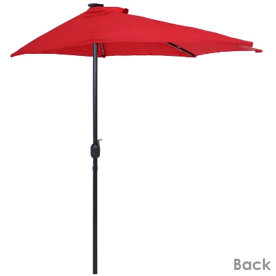 Sunnydaze Decor Sunnydaze Solar Outdoor Half Patio Umbrella With LED Lights And Crank - 9'