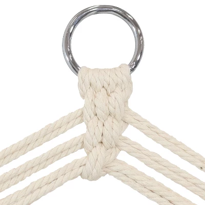 Sunnydaze Decor Sunnydaze Outdoor Printed Polycotton Fabric Hammock Chair With Armrests And Hardwood Spreader Bar - 300 Lb Capacity - Natural - Image 5