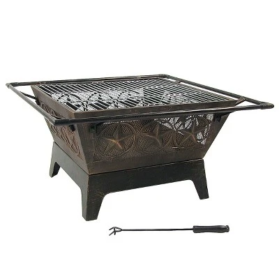 Sunnydaze Decor Sunnydaze Outdoor Camping Or Backyard Steel Northern Galaxy Fire Pit With Cooking Grill Grate, Spark Screen, And Log Poker - 32" - Image 9