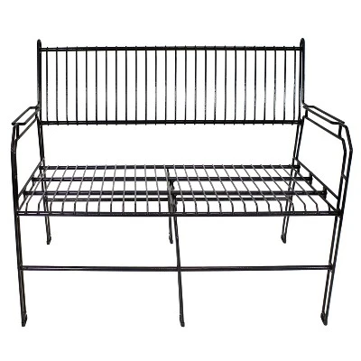 Sunnydaze Decor Sunnydaze Indoor/Outdoor Modern Furniture Steel Wire Patio Bench - Black - 30.75" H - Image 7