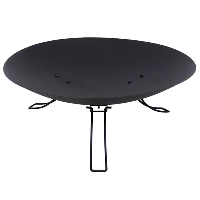 Sunnydaze Decor Sunnydaze Outdoor Camping Backyard Steel Round Classic Ebony Raised Fire Pit Bowl With 3 Folding Legs - Black - 24" - Image 9