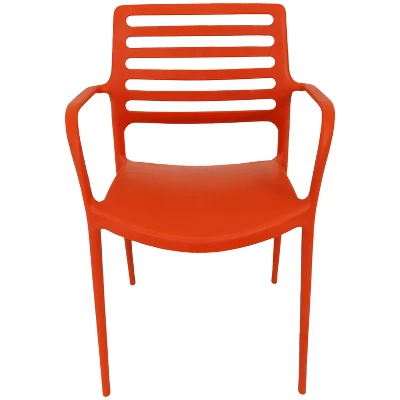 Sunnydaze Decor Sunnydaze Plastic All-Weather Commercial-Grade Astana Indoor/Outdoor Patio Dining Arm Chair, Orange, 2pk - Image 5