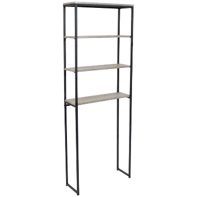 Sunnydaze Decor Sunnydaze 4 Shelf Iron And Veneer Over The Toilet Etagere Bathroom Storage Cabinet Space Saver - Image 7