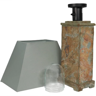 Sunnydaze Decor Sunnydaze Contemporary Natural Slate And Fabric Cream Shade Indoor/Outdoor Weather-Resistant Table Lamp - Image 9