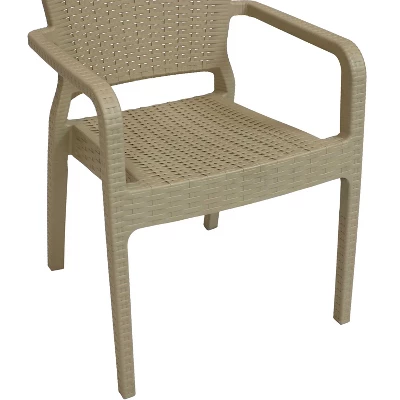 Sunnydaze Decor Sunnydaze Faux Wicker Rattan Design Plastic All-Weather Commercial-Grade Segonia Indoor/Outdoor Patio Dining Arm Chair - Image 7