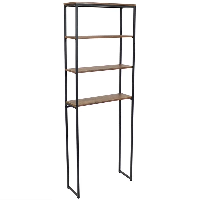 Sunnydaze Decor Sunnydaze 4 Shelf Iron And Veneer Over The Toilet Etagere Bathroom Storage Cabinet Space Saver - Image 6