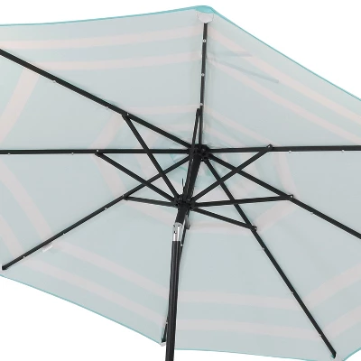 Sunnydaze Decor Sunnydaze Outdoor Aluminum Patio Umbrella With Solar LED Lights, Tilt, And Crank - 9' - Image 2