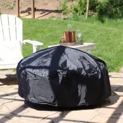 Sunnydaze Decor Sunnydaze Outdoor Heavy-Duty Weather-Resistant Vinyl PVC Round Fire Pit Cover With Drawstring Closure - Black