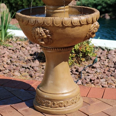 Sunnydaze Decor Sunnydaze 41"H Electric Fiberglass And Resin 2-Tier Lion Head Outdoor Water Fountain - Image 5