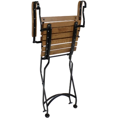 Sunnydaze Decor Sunnydaze Indoor/Outdoor Patio Or Dining Essential Chestnut Wooden Folding Bistro Arm Chair - Brown - 2pk - Image 3