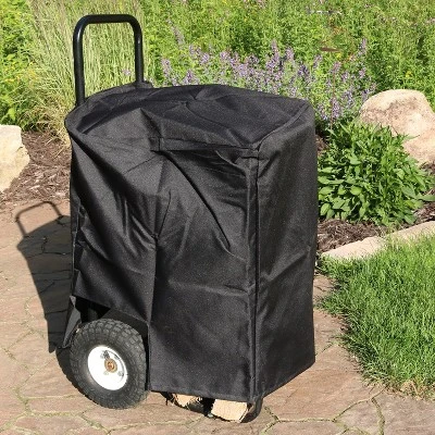 Sunnydaze Decor Sunnydaze Outdoor Firewood Log Rack Cart Carrier With Heavy-Duty Weather-Resistant Polyester Cover - Black - Image 8