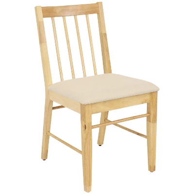 Sunnydaze Decor Sunnydaze Indoor 5-Piece Solid Rubberwood Dining Table And Chairs Set - Natural With Beige Cushions - Image 9