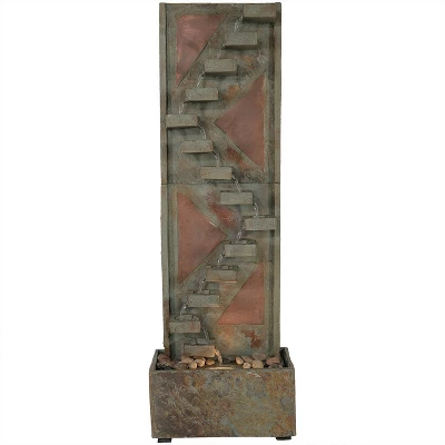 Sunnydaze Decor Sunnydaze 48"H Electric Natural Slate And Copper Accents Descending Staircase Outdoor Water Fountain With LED Light - Image 6