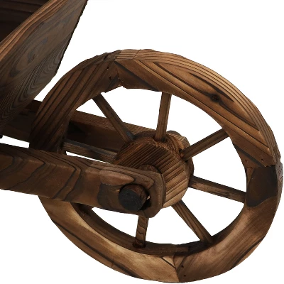 Sunnydaze Decor Sunnydaze Wooden Decorative Wheelbarrow Planter For Patio, Lawn And Garden - 35" L X 10" W X 11" - Brown - Image 2