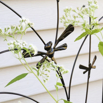 Sunnydaze Decorative Steel Metal Dragonfly Delight Design Garden Trellis - 55.75" H - Black - 2-Pack - Image 5