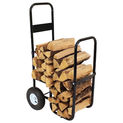 Sunnydaze Decor Sunnydaze Outdoor Firewood Log Rack Cart Carrier With Heavy-Duty Weather-Resistant Polyester Cover - Black - Image 4