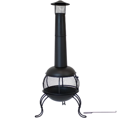 Sunnydaze Decor Sunnydaze Outdoor Backyard Patio Steel Wood-Burning Fire Pit Chiminea With Rain Cap And Mesh Sides - 66" - Black - Image 5