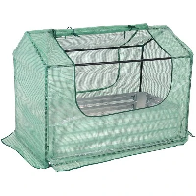 Sunnydaze Decor Sunnydaze Steel Raised Garden Bed With Greenhouse Cover - Green - Image 12