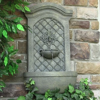 Sunnydaze Decor Sunnydaze 31"H Electric Polystone Rosette Leaf Outdoor Wall-Mount Water Fountain