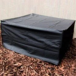 Sunnydaze Decor Sunnydaze Outdoor Weather-Resistant PVC And Polyester Square Fire Pit Bowl Cover With Drawstring And Toggle Closure - 48" - Black