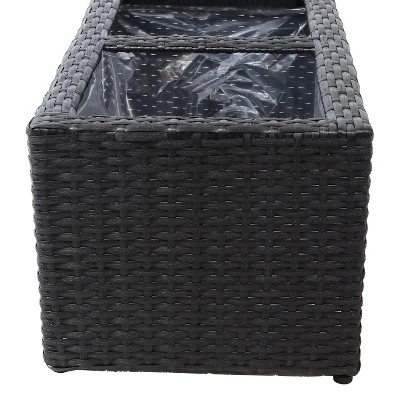 Sunnydaze Decor Sunnydaze 2-Section Rectangle Polyrattan Indoor Planters - 21.5" W X 11.5" D X 9.25" H - 2-Pack - Image 5
