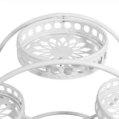Sunnydaze Decor Sunnydaze Indoor/Outdoor Steel 4-Tiered Ferris Wheel Potted Flower Plant Stand Display - 28" - White - Image 2