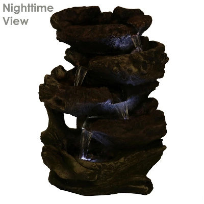 Sunnydaze Decor Sunnydaze Indoor Decorative Calming 5-Step Rock Falls Waterfall Tabletop Water Fountain With LED Lights - 14" - Image 2